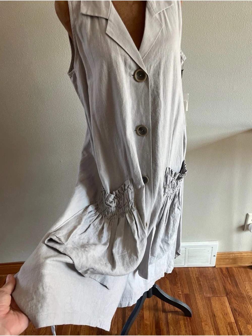NWT Forcynthia linen blend LAGENLOOK sleeveless dress with pockets.